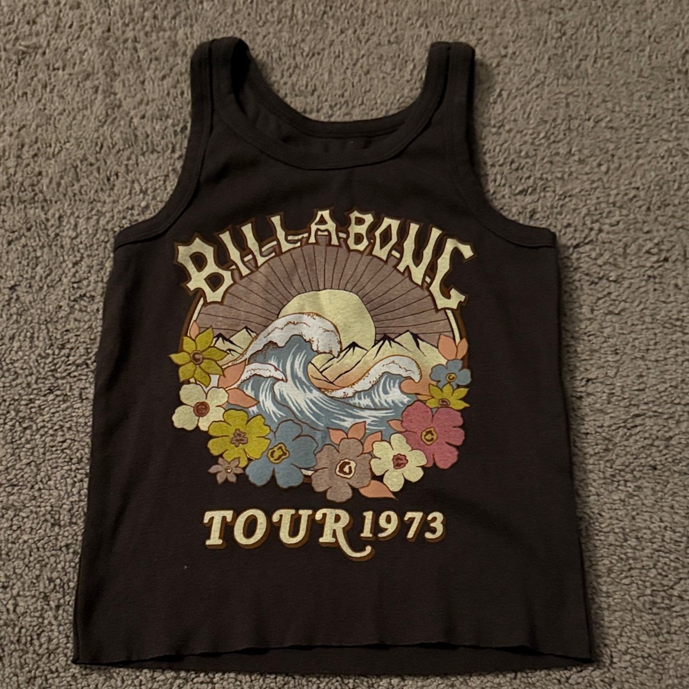 Billabong Kids Black Floral Graphic Tank Top